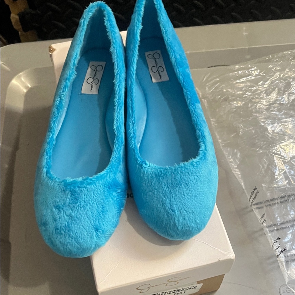Brand new Jessica Simpson Blue Fuzzy Flats